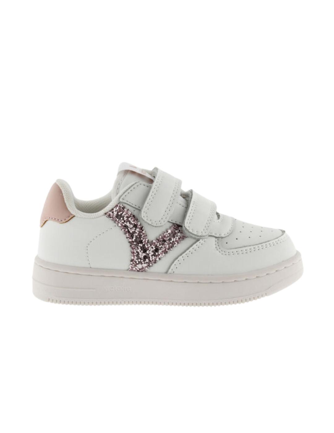 Zapatillas blancas con brillo multicolor para niña