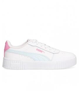 Zapatillas puma carina 2.0 jr blanco rosa de niña.