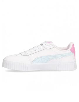 Zapatillas puma carina 2.0 jr blanco rosa de niña.