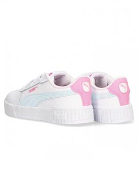 Zapatillas puma carina 2.0 jr blanco rosa de niña.