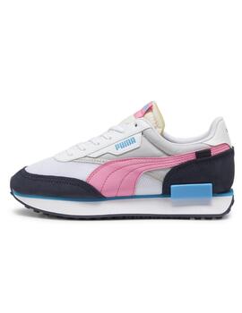 Zapatillas puma future rider splash jr gris rosa de niña.