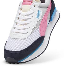 Zapatillas puma future rider splash jr gris rosa de niña.