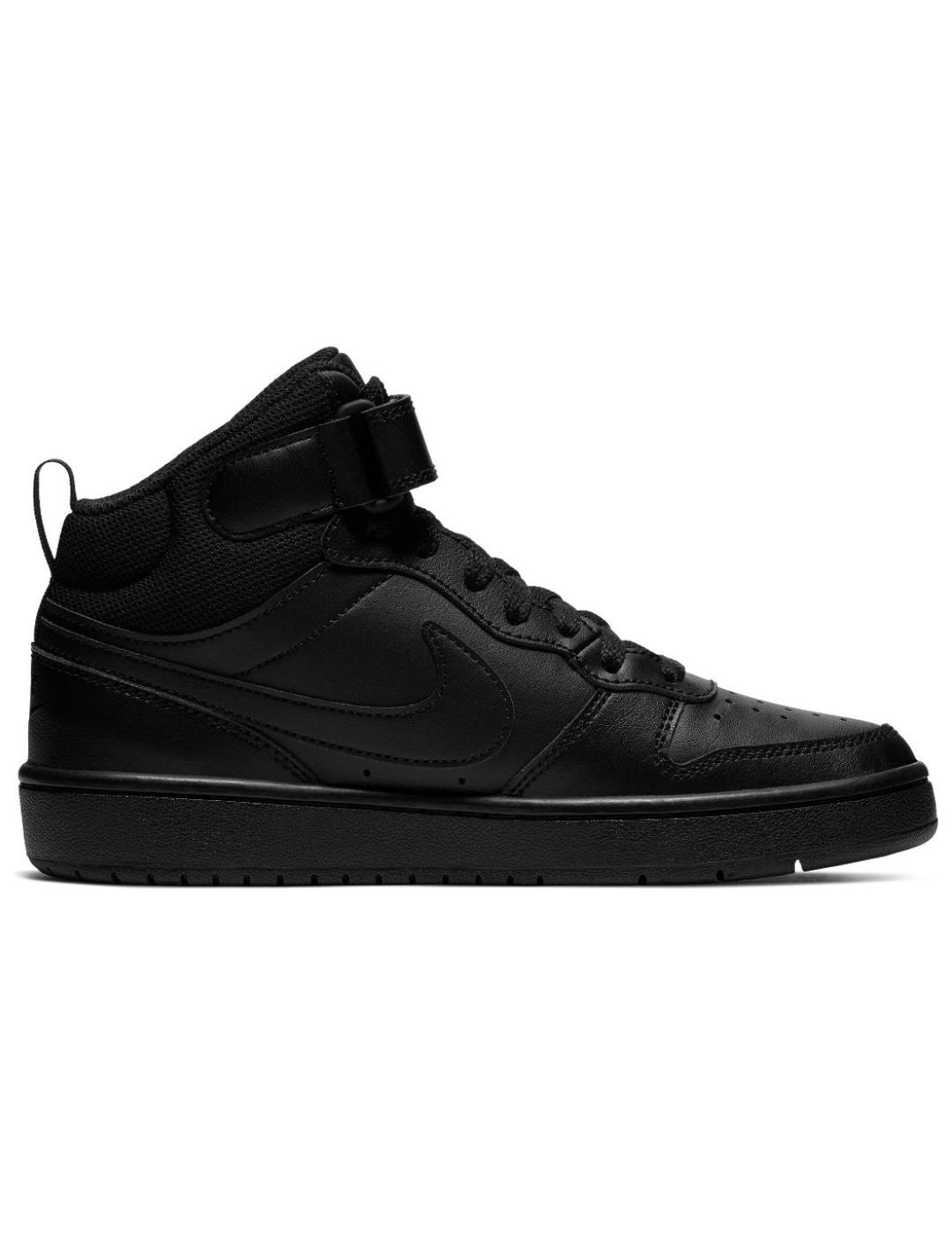 Zapatillas nike court borough mid 2 negro de niño.