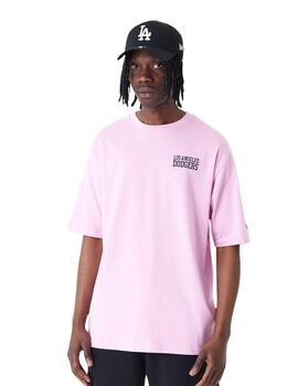 camiseta new era LA dodgers wordmark oversized rosa hombre