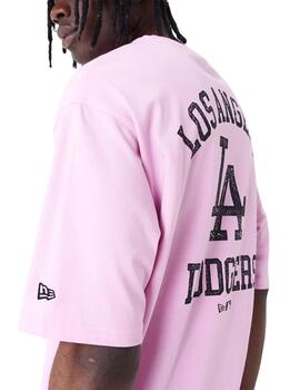 camiseta new era LA dodgers wordmark oversized rosa hombre