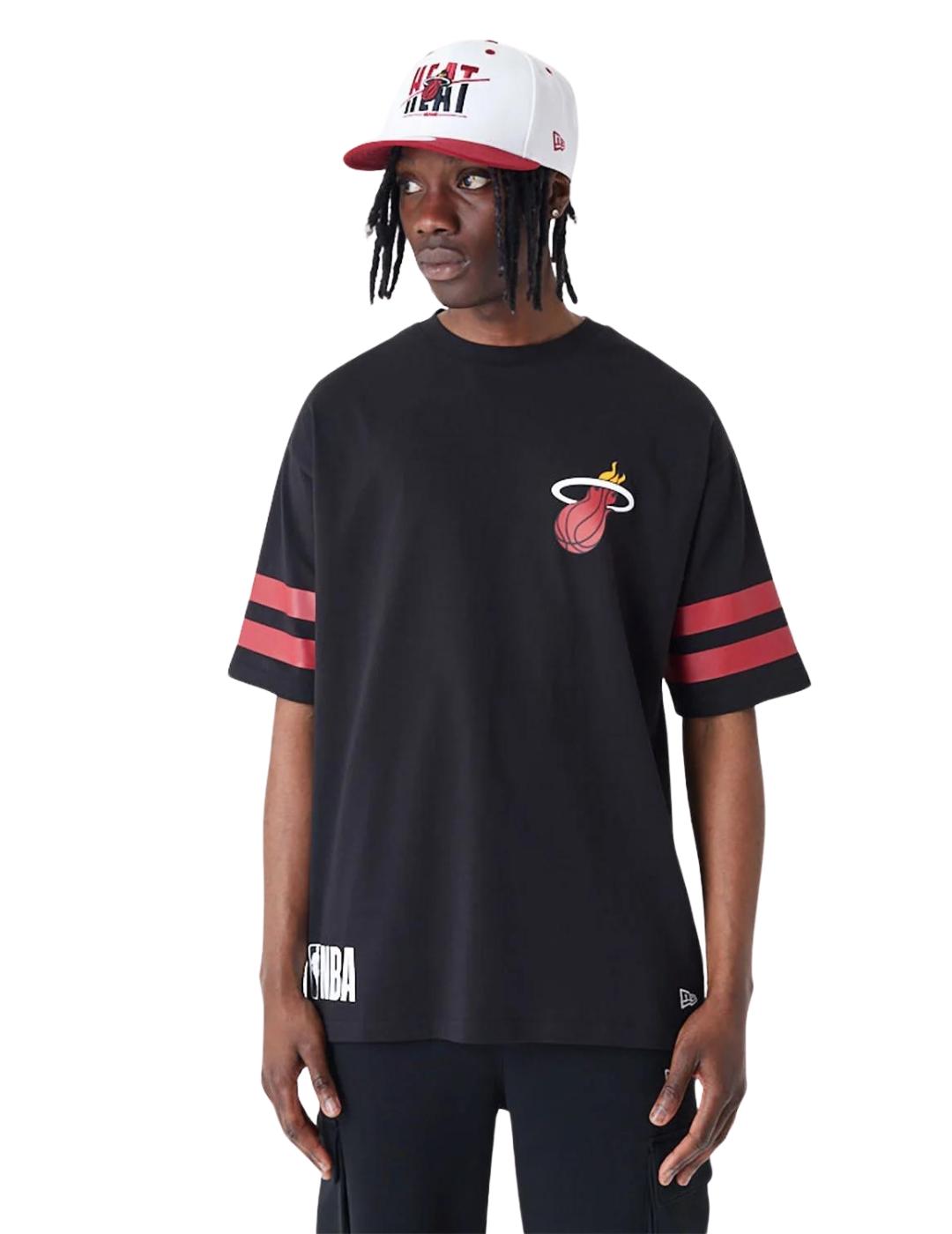 camiseta new era nba miami heat oversized negro de hombre.