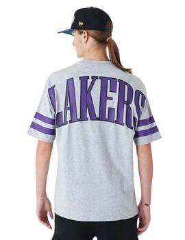 camiseta new era nba lakers oversized gris de hombre.