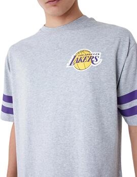 camiseta new era nba lakers oversized gris de hombre.