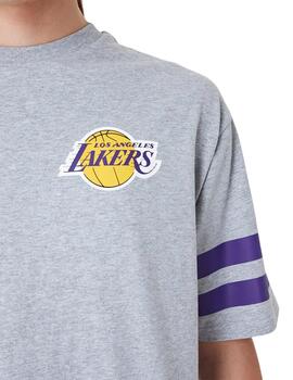 camiseta new era nba lakers oversized gris de hombre.