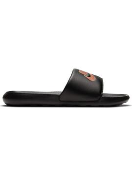 Chanclas nike victori one slide negro cobre de mujer.