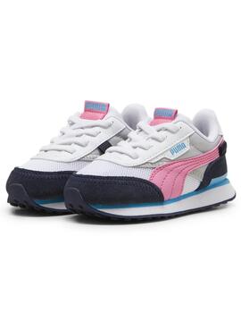 Zapatillas puma future rider splash inf blanco rosa de bebé.