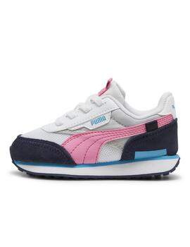 Zapatillas puma future rider splash inf blanco rosa de bebé.