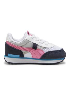 Zapatillas puma future rider splash inf blanco rosa de bebé.