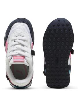 Zapatillas puma future rider splash inf blanco rosa de bebé.