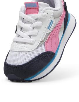 Zapatillas puma future rider splash inf blanco rosa de bebé.