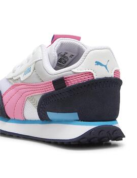 Zapatillas puma future rider splash inf blanco rosa de bebé.