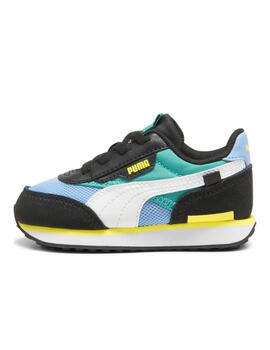 Zapatillas puma future rider splash inf azul negro de bebé.