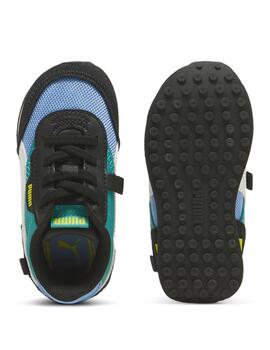 Zapatillas puma future rider splash inf azul negro de bebé.