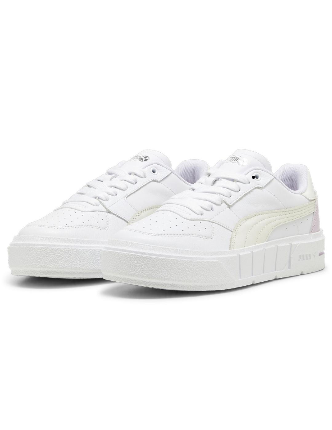 Zapatillas puma cali court blanco violeta de mujer.