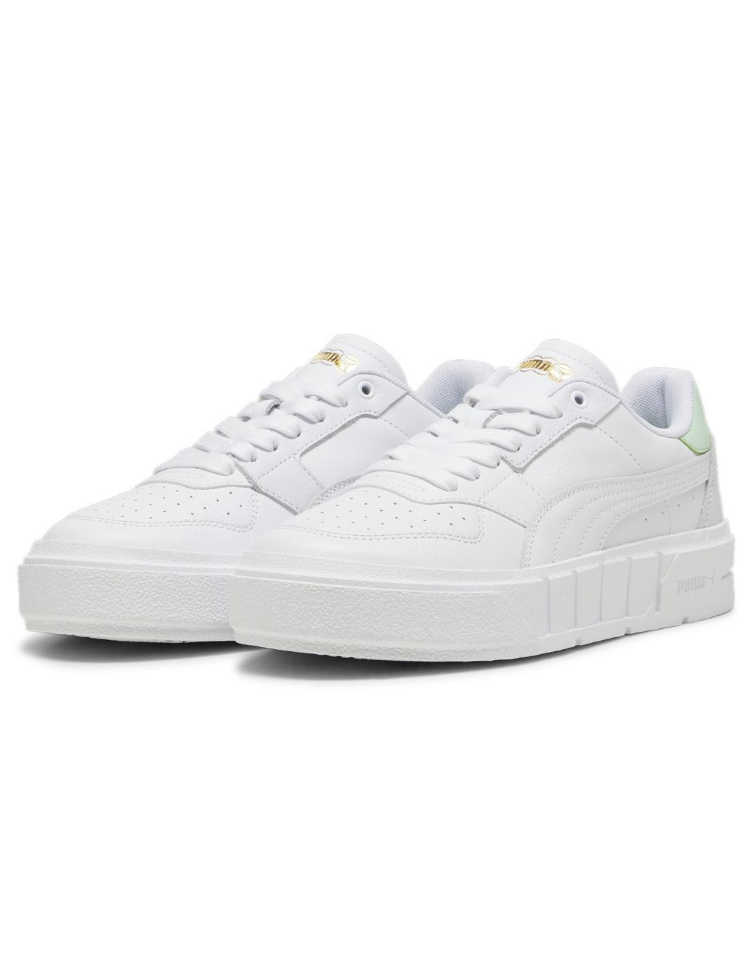 Zapatillas puma cali court blanco verde de mujer.