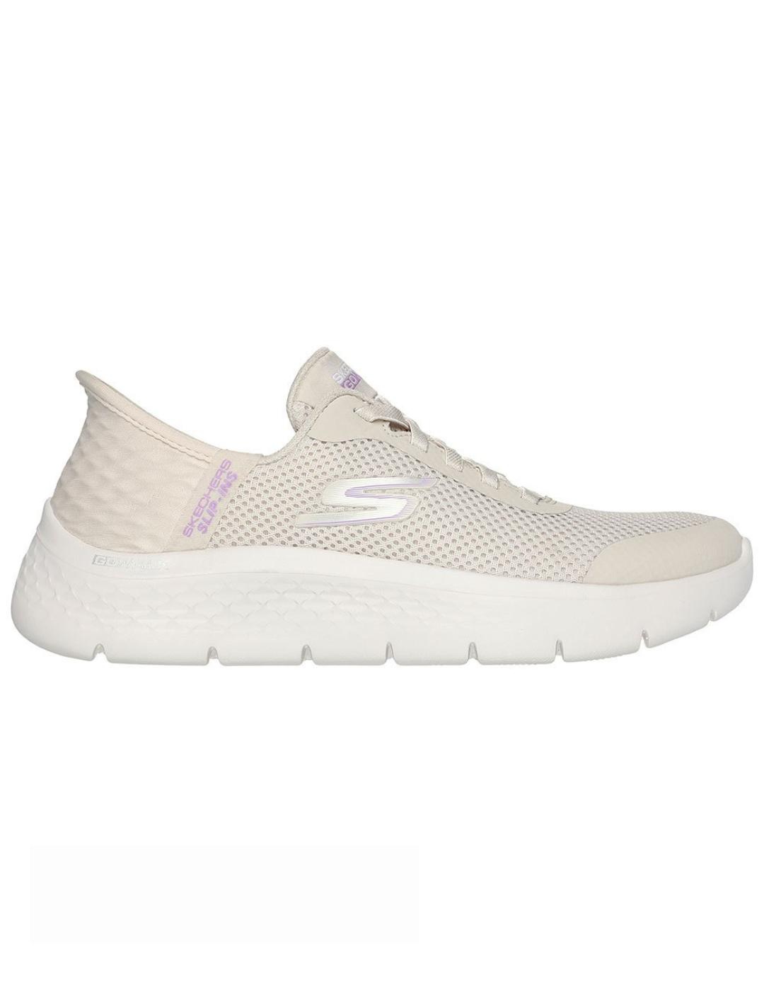 Zapatillas skechers slip ins go walk flex beige de mujer.