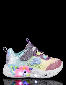 Zapatillas skechers s lights unicorn charmer de niña.