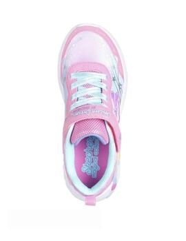 Zapatillas skeckers s-lights unicornio rosa de niña.