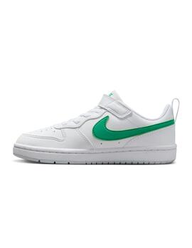 Zapatillas nike court borough recraft blanco verde de niño.