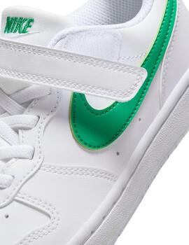 Zapatillas nike court borough recraft blanco verde de niño.