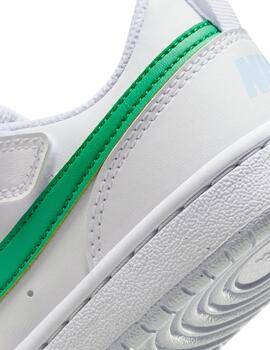 Zapatillas nike court borough recraft blanco verde de niño.