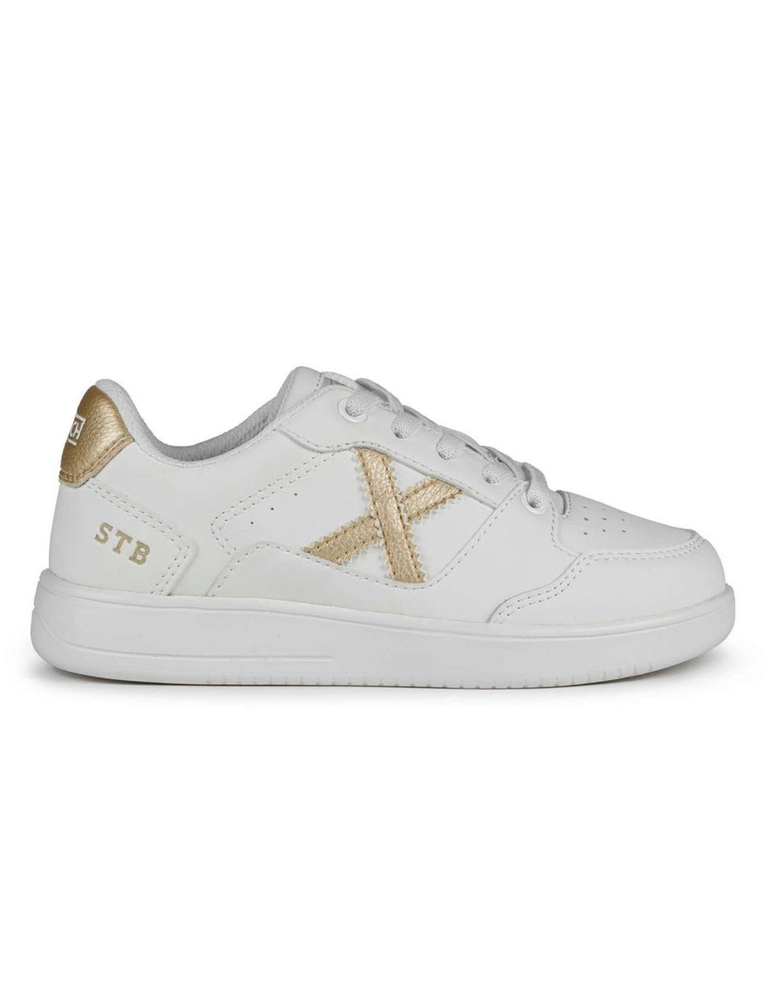 Zapatillas munich legit kid 02 blanco dorado de niño.