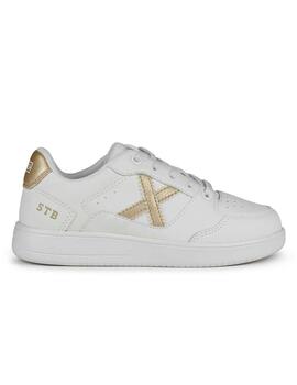 Zapatillas munich legit kid 02 blanco dorado de niño.