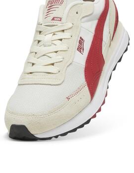 Zapatillas puma road rider sd beige rojo de hombre.