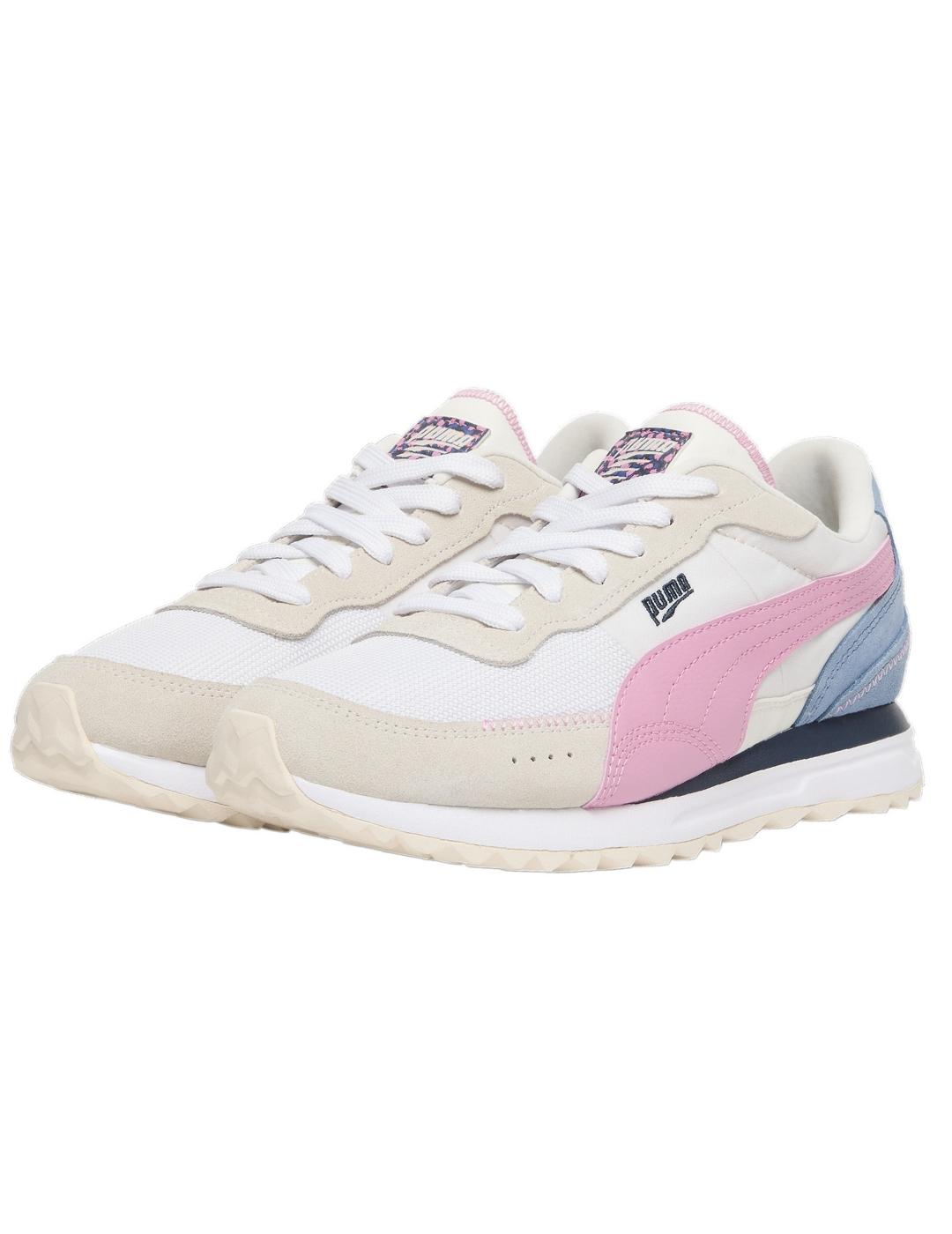 Zapatillas puma road rider sd thunder beige rosa de mujer.