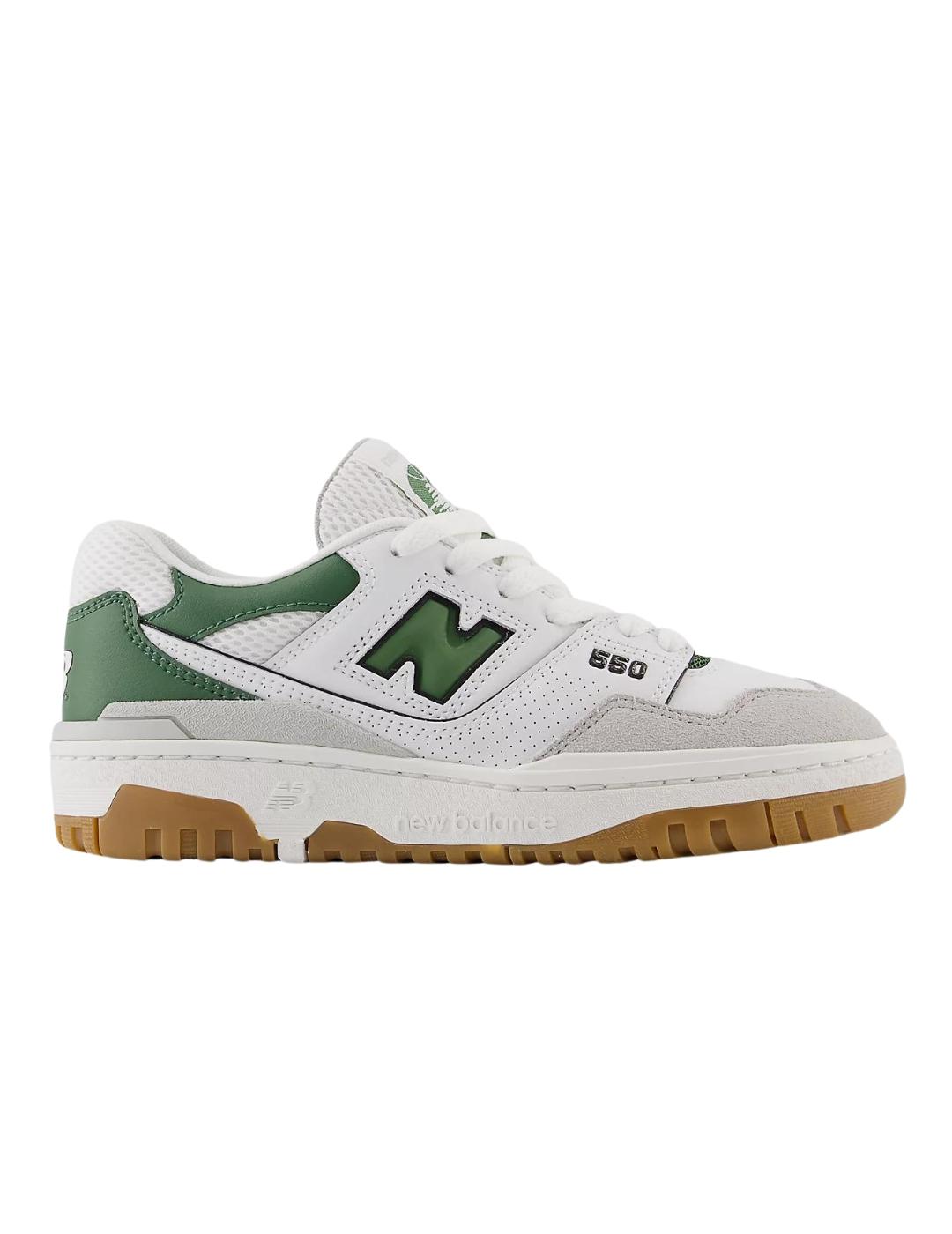 Zapatillas new balance gsb550sd blanco verde de niño.