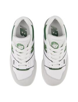 Zapatillas new balance psb550sd blanco verde de niño.