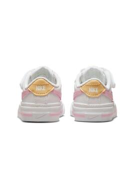 Zapatillas nike court legacy tdv blanco rosa de bebé.