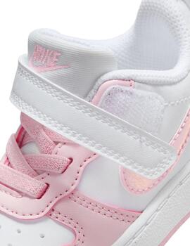 Zapatillas nike court borough recraft td blanco rosa de bebé