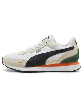 Zapatillas puma road rider sd blanco beige negro de hombre.