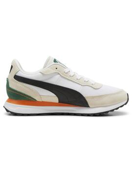 Zapatillas puma road rider sd blanco beige negro de hombre.