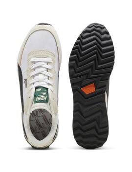 Zapatillas puma road rider sd blanco beige negro de hombre.