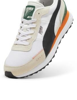 Zapatillas puma road rider sd blanco beige negro de hombre.