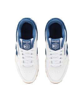 Zapatillas reebok classic leather kids blanco azul de niño.