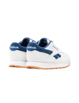 Zapatillas reebok classic leather kids blanco azul de niño.