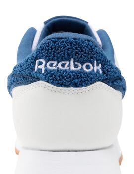 Zapatillas reebok classic leather kids blanco azul de niño.