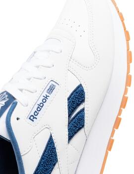 Zapatillas reebok classic leather kids blanco azul de niño.