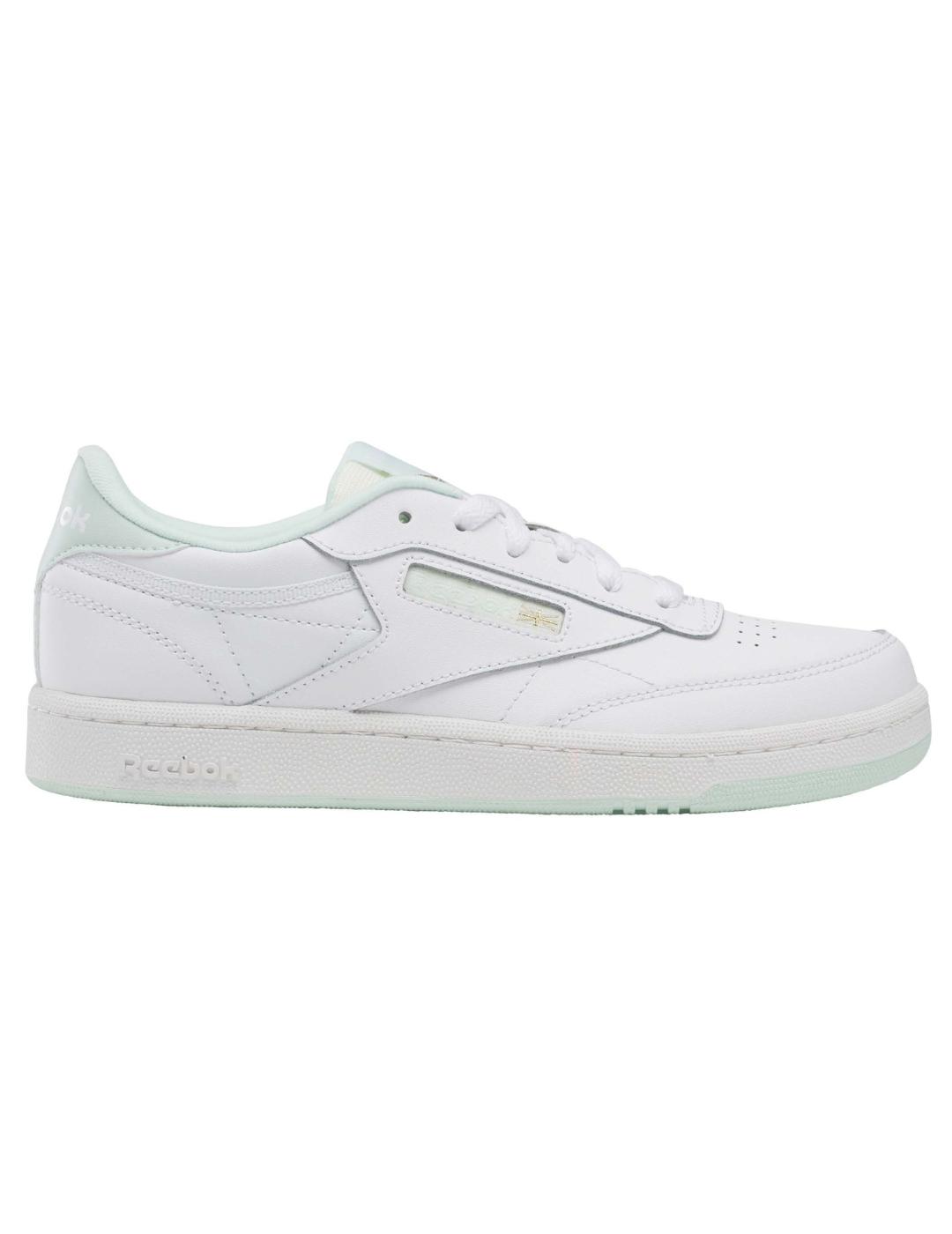 Zapatillas club c  85 blanco verde de niño.