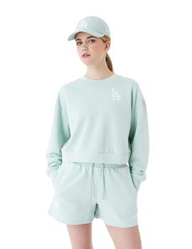 sudadera new era crop crew LA dodgers verde menta de mujer.