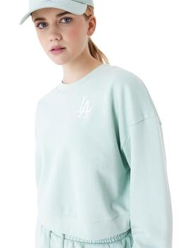 sudadera new era crop crew LA dodgers verde menta de mujer.