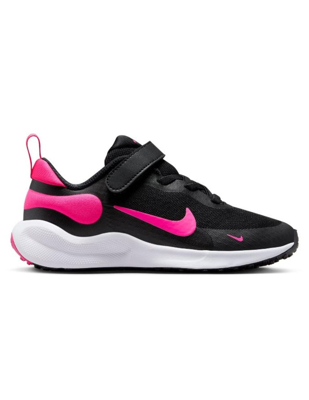 Zapatillas nike revolution 7 psv negro rosa de niña.